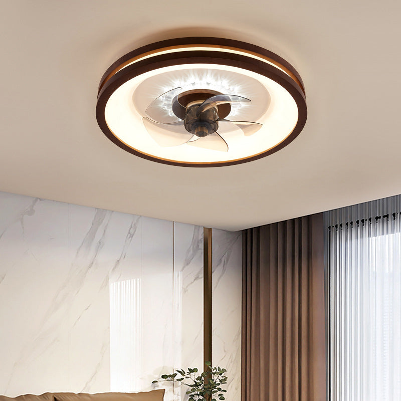 Modern Single Beige/Brown Ceiling Fan Lamp Wooden Ceiling Fan Light for Dining Room