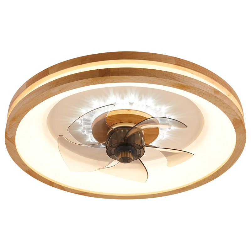 Modern Single Beige/Brown Ceiling Fan Lamp Wooden Ceiling Fan Light for Dining Room