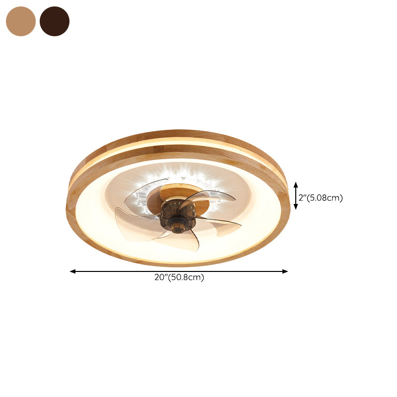 Modern Single Beige/Brown Ceiling Fan Lamp Wooden Ceiling Fan Light for Dining Room