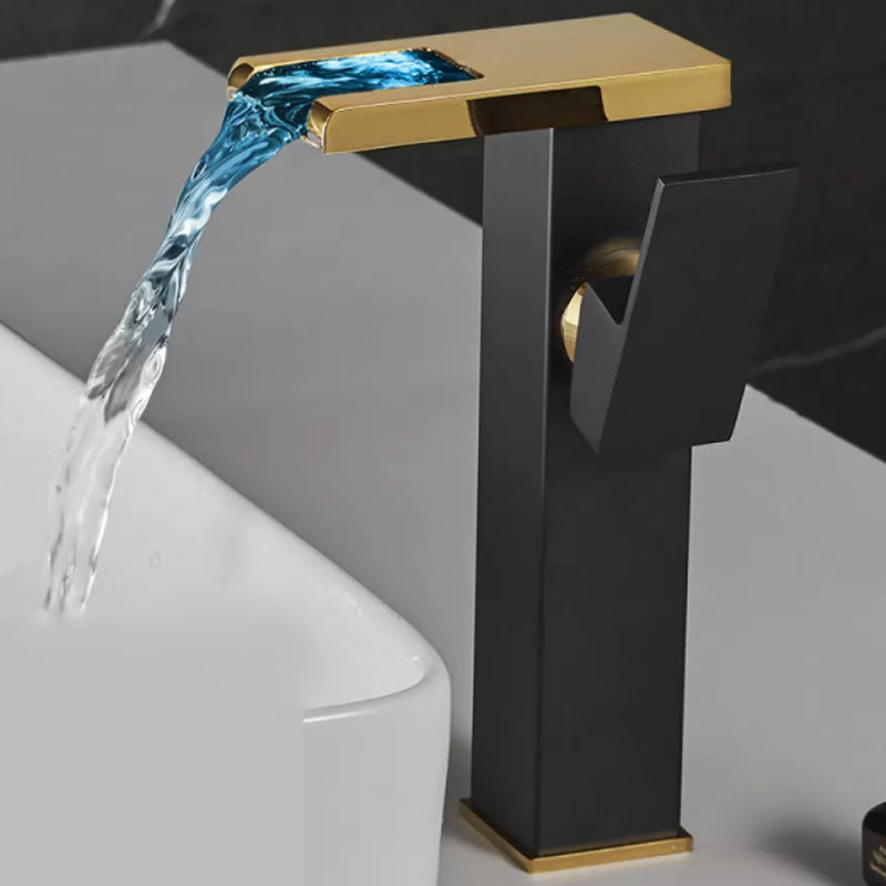 Waterfall Spout Vessel Sink Faucet Lever Handle Square Vessel Faucet