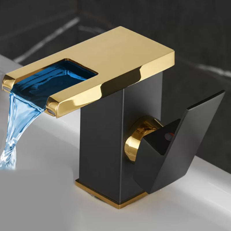 Waterfall Spout Vessel Sink Faucet Lever Handle Square Vessel Faucet