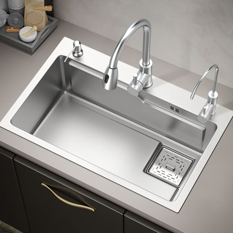 Stainless Steel Kitchen Sink Single Bowl Kitchen Sink with Faucet Included