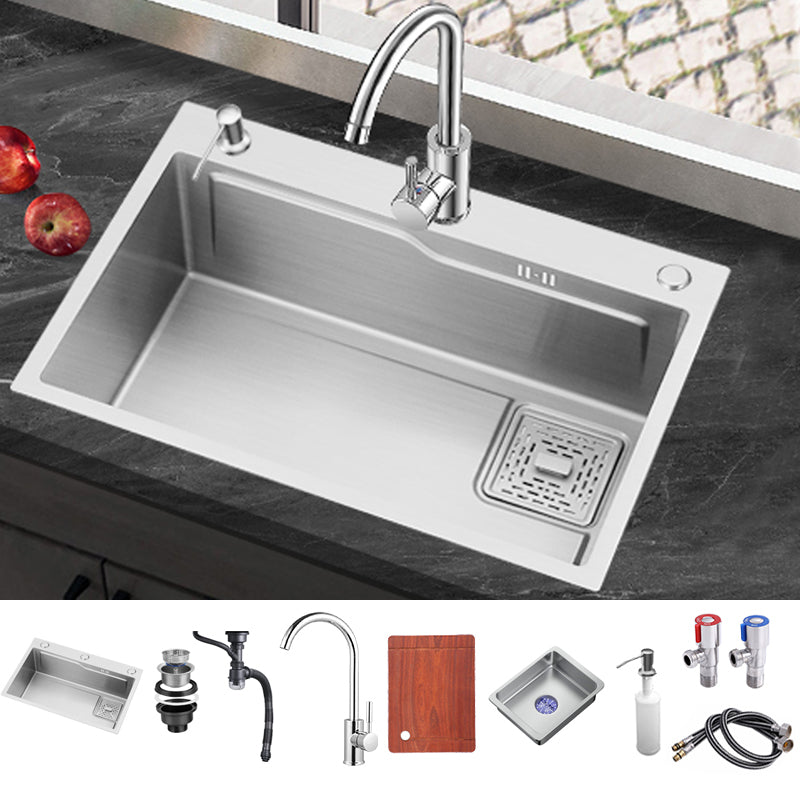 Stainless Steel Kitchen Sink Single Bowl Kitchen Sink with Faucet Included