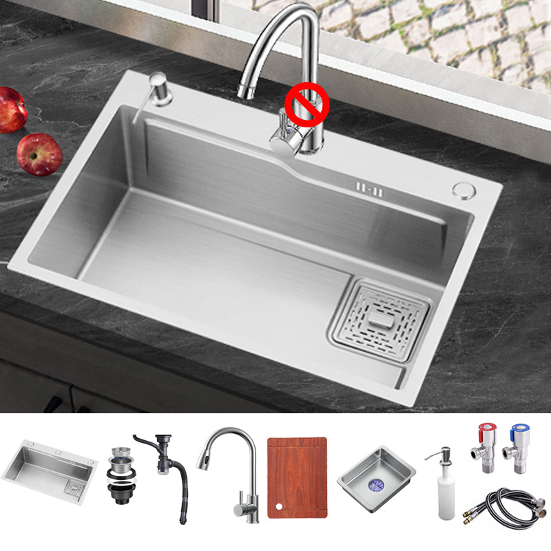 Stainless Steel Kitchen Sink Single Bowl Kitchen Sink with Faucet Included