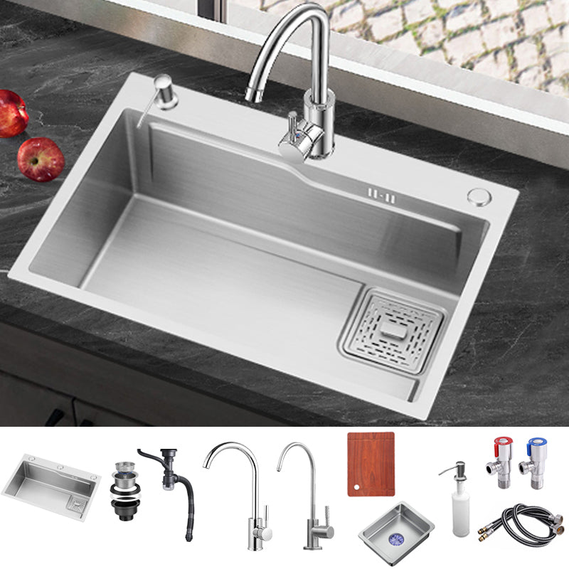 Stainless Steel Kitchen Sink Single Bowl Kitchen Sink with Faucet Included