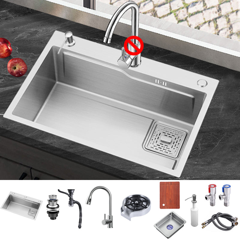 Stainless Steel Kitchen Sink Single Bowl Kitchen Sink with Faucet Included