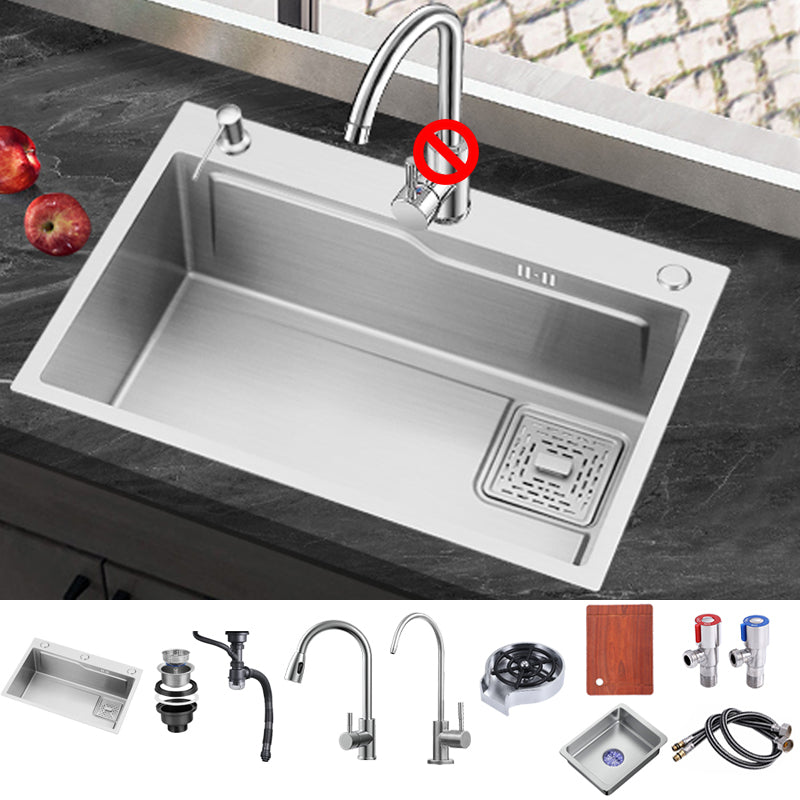 Stainless Steel Kitchen Sink Single Bowl Kitchen Sink with Faucet Included