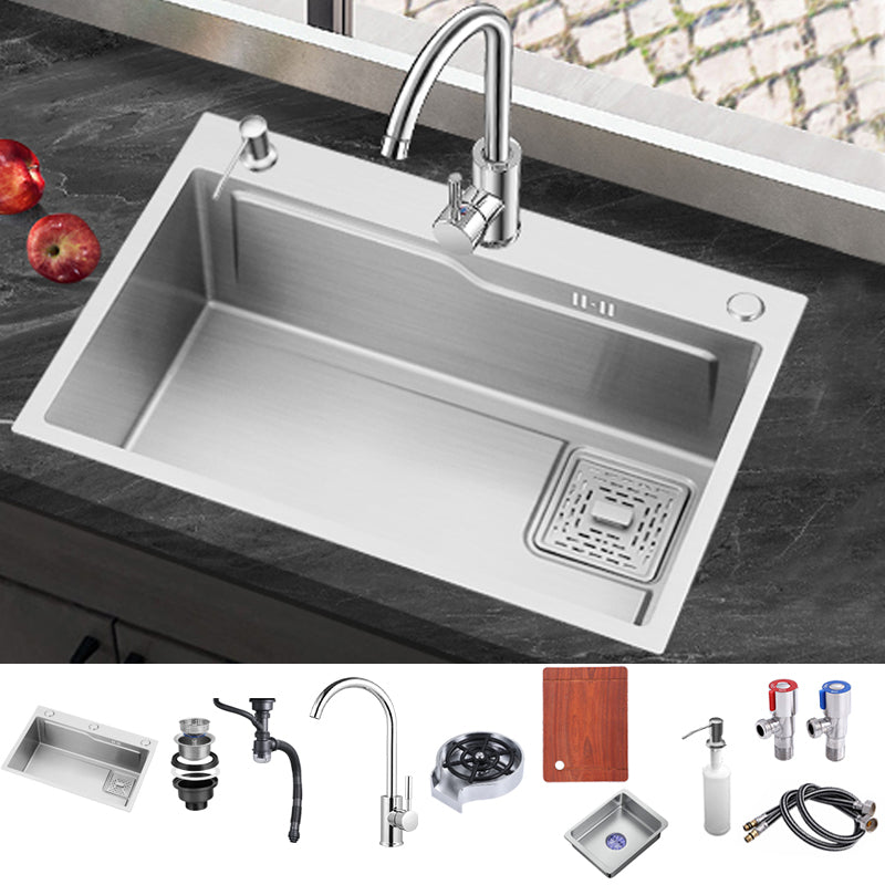 Stainless Steel Kitchen Sink Single Bowl Kitchen Sink with Faucet Included