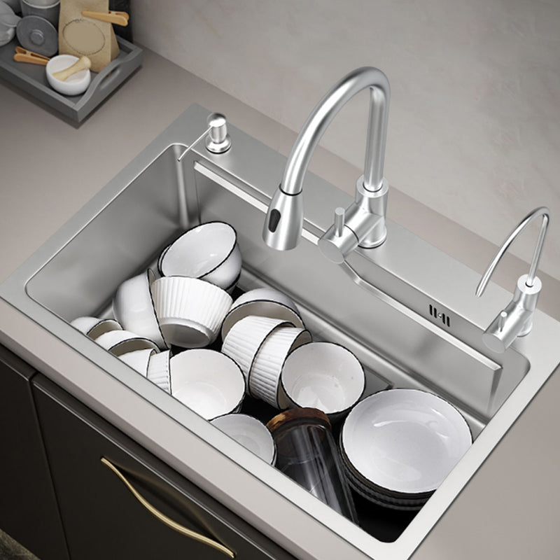 Stainless Steel Kitchen Sink Single Bowl Kitchen Sink with Faucet Included