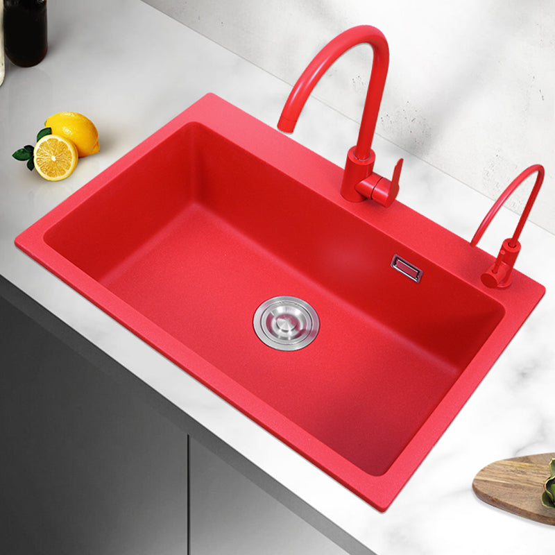 Quartz Kitchen Sink 1-Bowl Kitchen Sink with Rectangular Shape