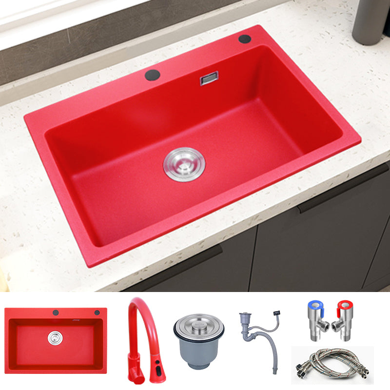 Quartz Kitchen Sink 1-Bowl Kitchen Sink with Rectangular Shape