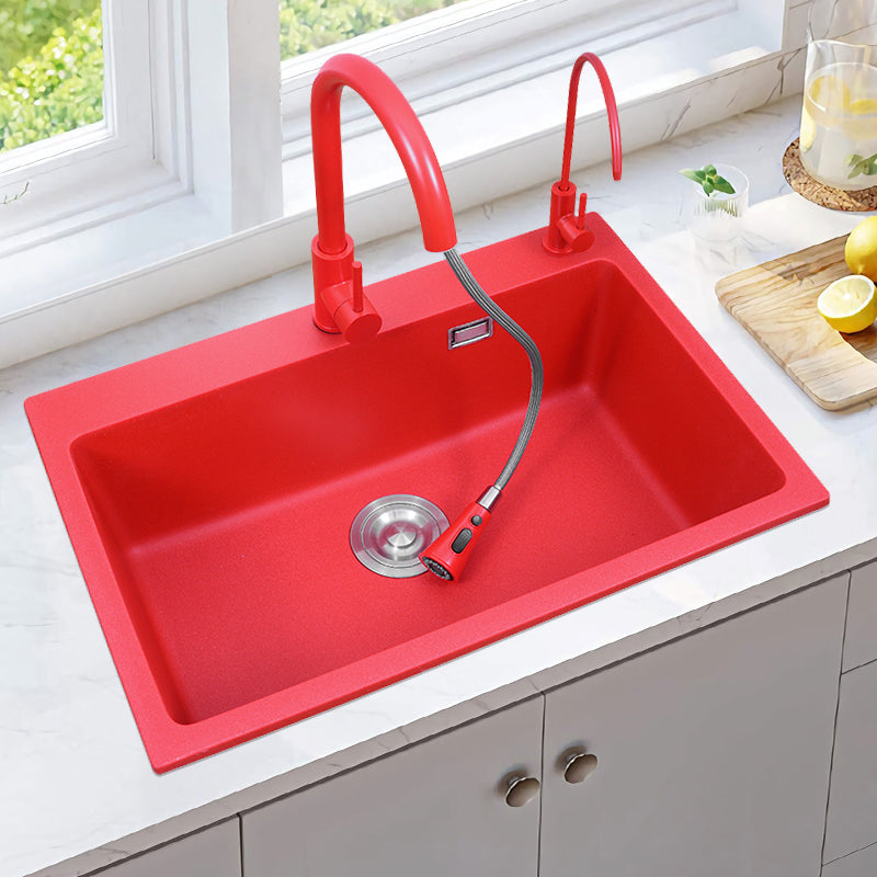 Quartz Kitchen Sink 1-Bowl Kitchen Sink with Rectangular Shape