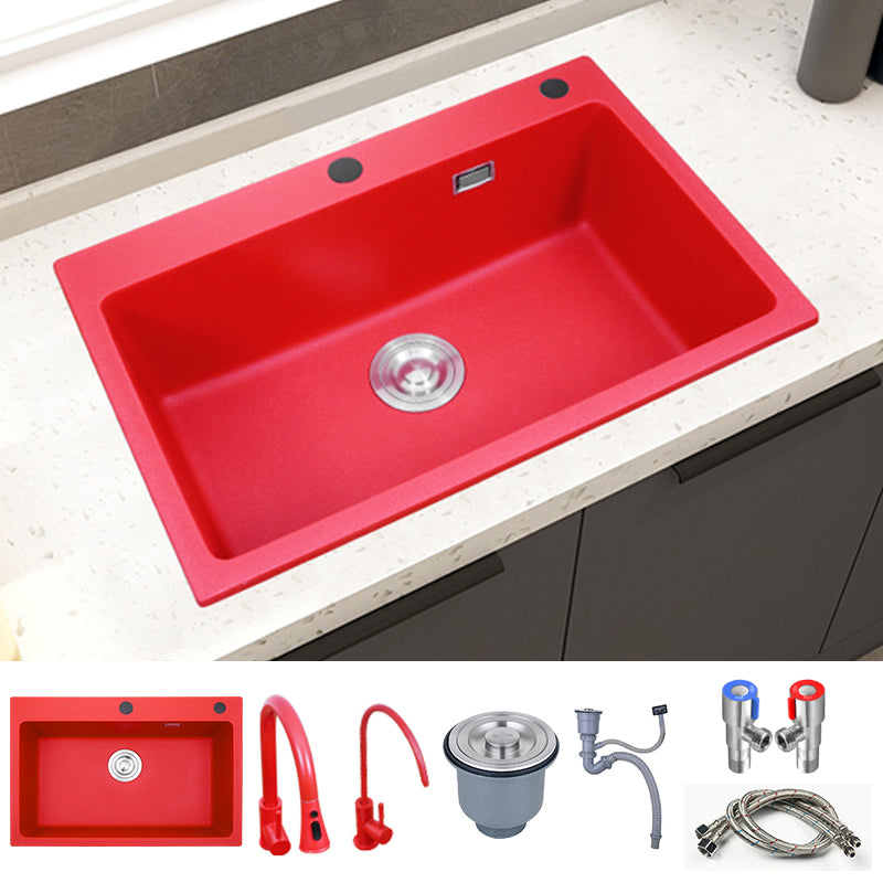 Quartz Kitchen Sink 1-Bowl Kitchen Sink with Rectangular Shape