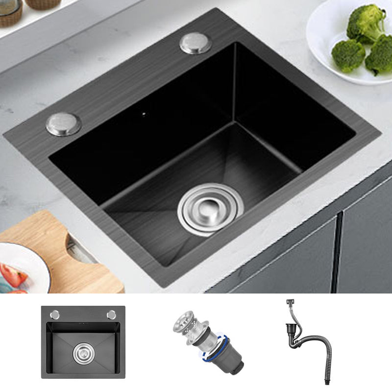 Single Basin Kitchen Sink Stainless Steel Black Kitchen Sink with Drain Assembly