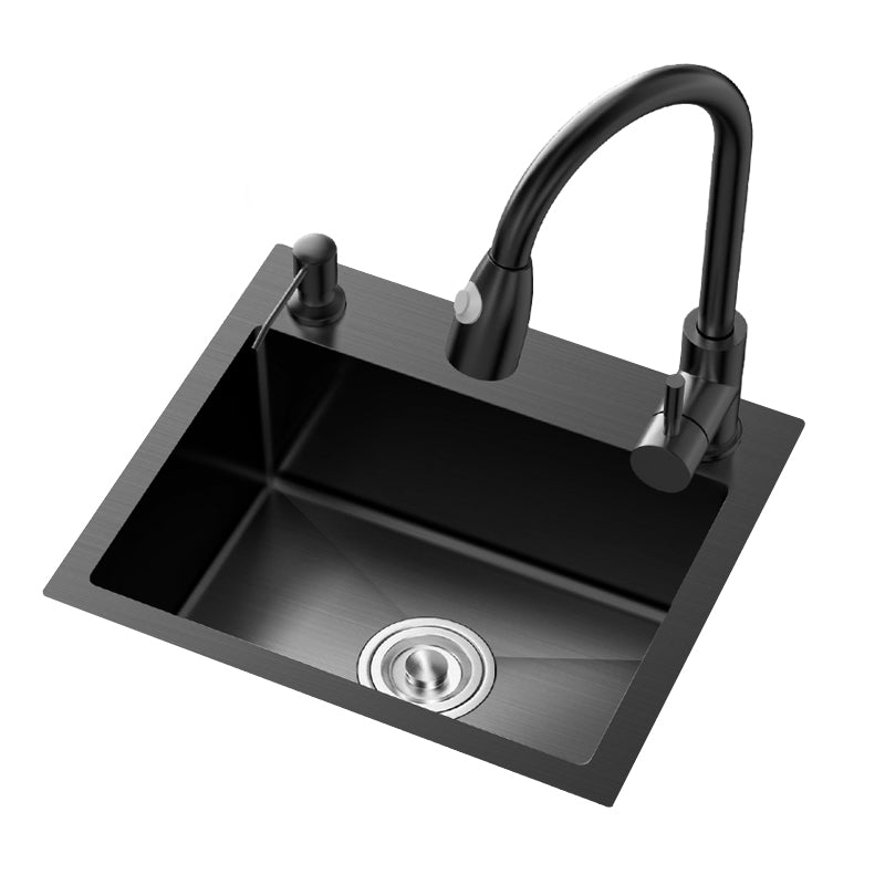 Single Basin Kitchen Sink Stainless Steel Black Kitchen Sink with Drain Assembly