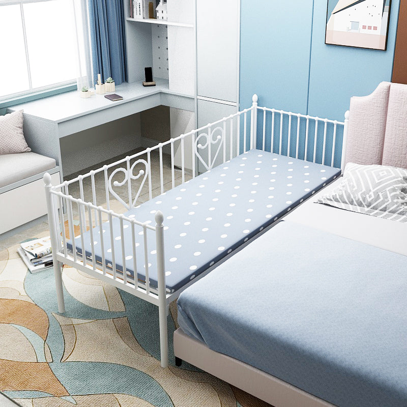 Metal Fixed Side Crib in White Mattress Included Crib with Guardrails