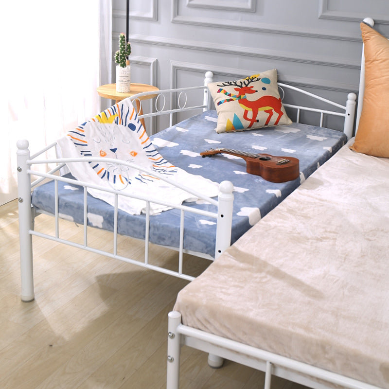 Industrial Nursery Bed with Guardrail Metal Nursery Crib in White