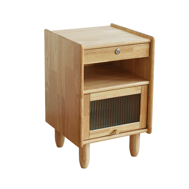 Contemporary Wood Nightstand with 1 Door and 1 Drawer Flat Top Nightstand