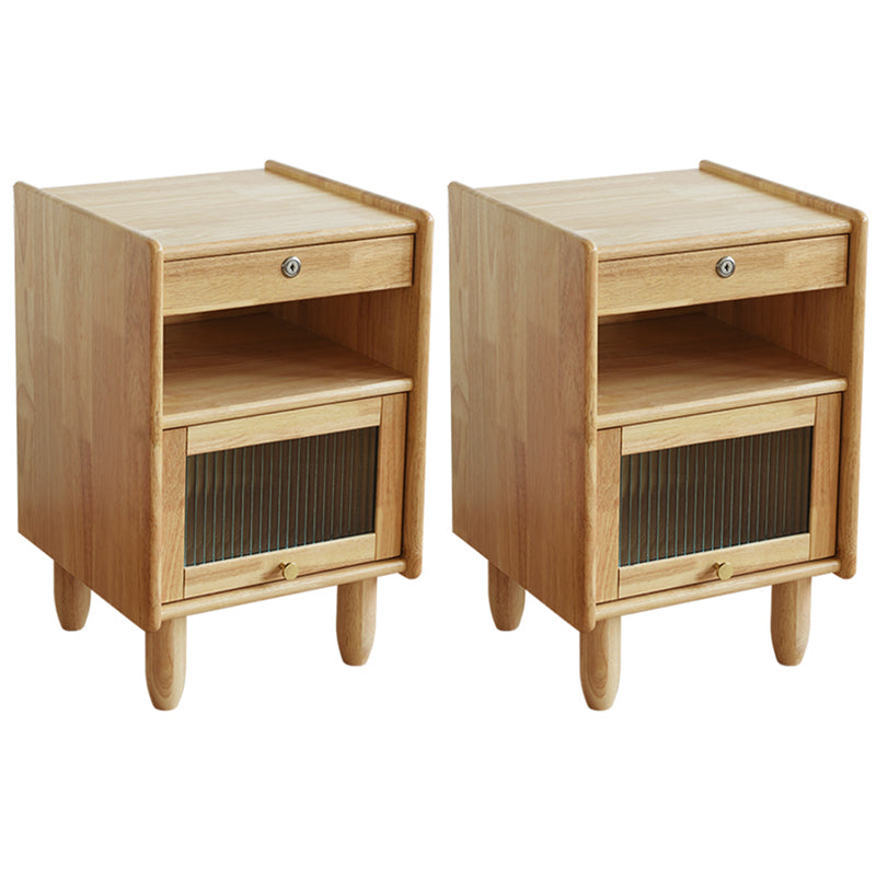 Contemporary Wood Nightstand with 1 Door and 1 Drawer Flat Top Nightstand