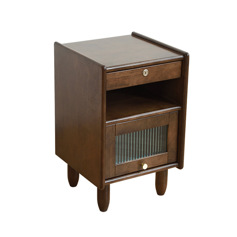 Contemporary Wood Nightstand with 1 Door and 1 Drawer Flat Top Nightstand