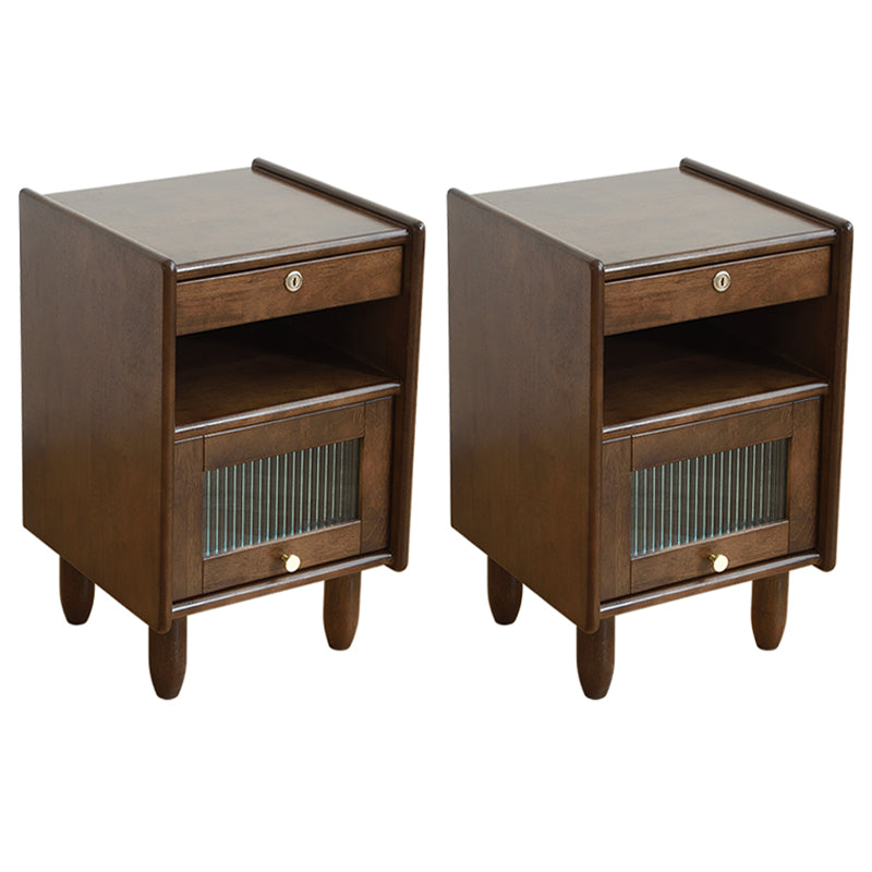 Contemporary Wood Nightstand with 1 Door and 1 Drawer Flat Top Nightstand