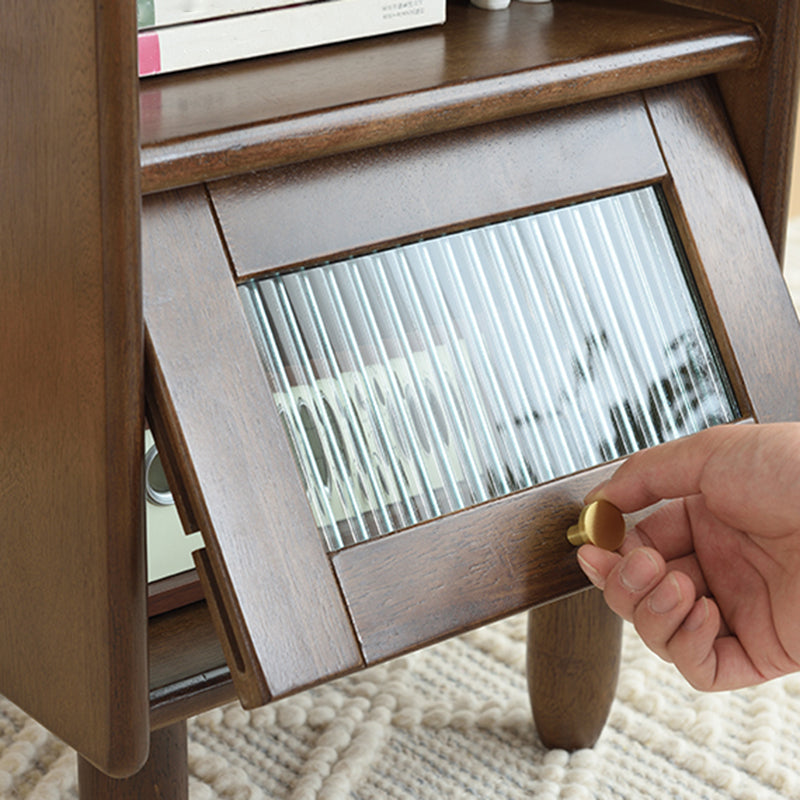 Contemporary Wood Nightstand with 1 Door and 1 Drawer Flat Top Nightstand