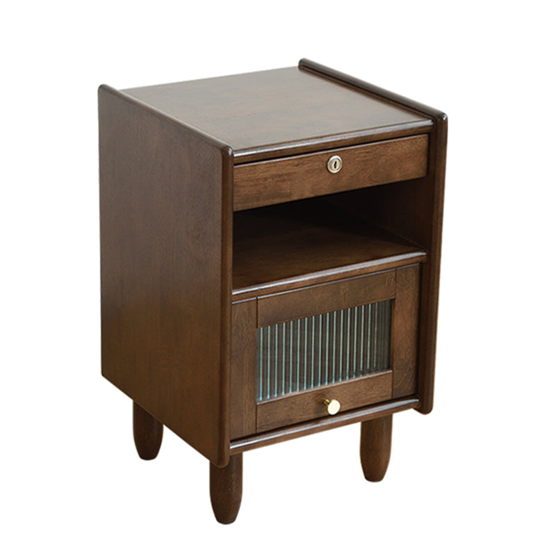 Contemporary Wood Nightstand with 1 Door and 1 Drawer Flat Top Nightstand