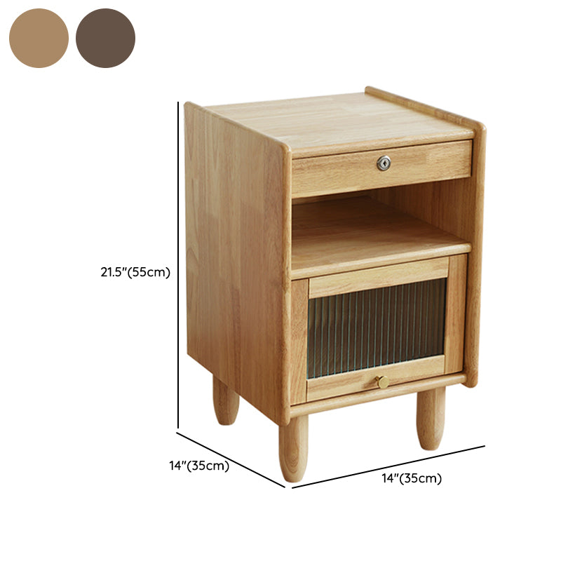 Contemporary Wood Nightstand with 1 Door and 1 Drawer Flat Top Nightstand