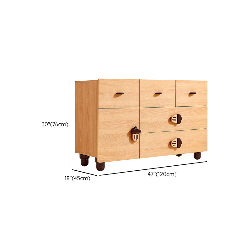 Solid Wood Kids Nightstand Natural Dresser (Horizontal) with 5 Drawers