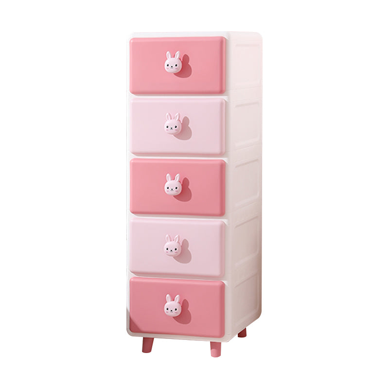 Modernism Plastic Nursery Dresser Vertical Kids Nightstand with 2/3/4/5/6 Drawers for Room