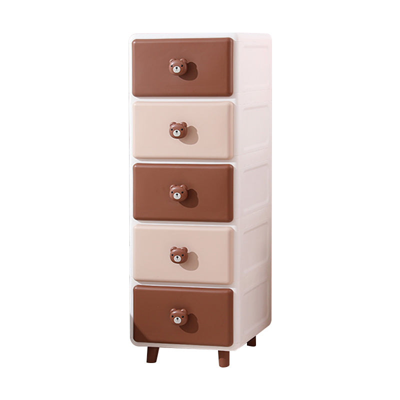 Modernism Plastic Nursery Dresser Vertical Kids Nightstand with 2/3/4/5/6 Drawers for Room