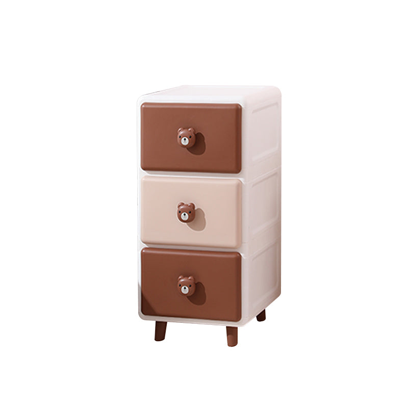 Modernism Plastic Nursery Dresser Vertical Kids Nightstand with 2/3/4/5/6 Drawers for Room