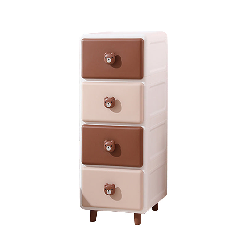 Modernism Plastic Nursery Dresser Vertical Kids Nightstand with 2/3/4/5/6 Drawers for Room