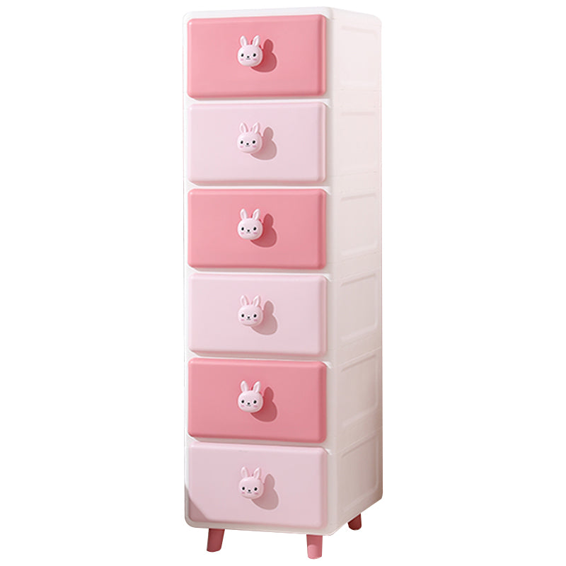 Modernism Plastic Nursery Dresser Vertical Kids Nightstand with 2/3/4/5/6 Drawers for Room