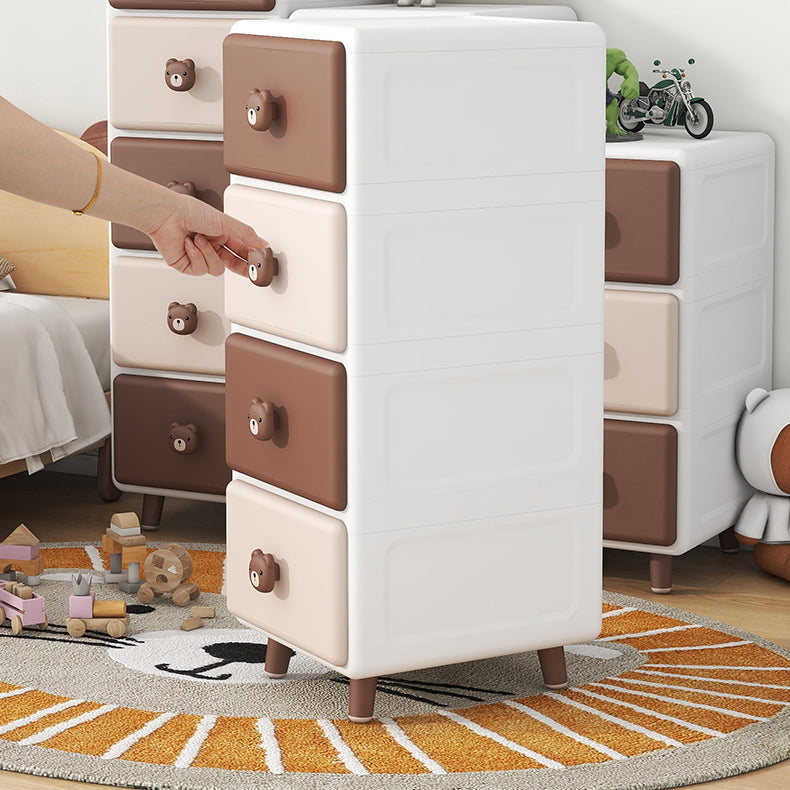 Modernism Plastic Nursery Dresser Vertical Kids Nightstand with 2/3/4/5/6 Drawers for Room