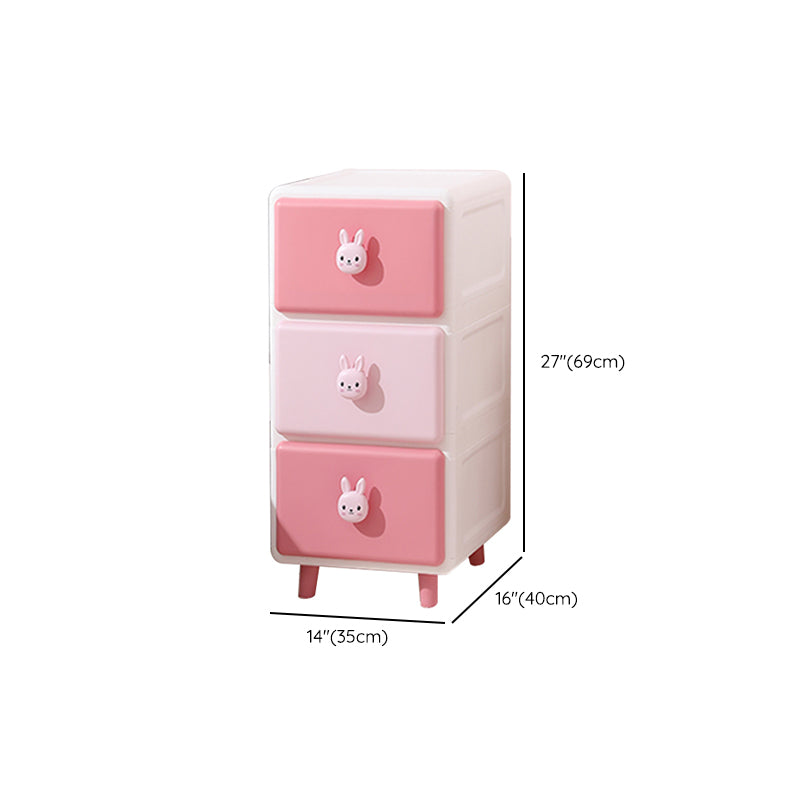 Modernism Plastic Nursery Dresser Vertical Kids Nightstand with 2/3/4/5/6 Drawers for Room