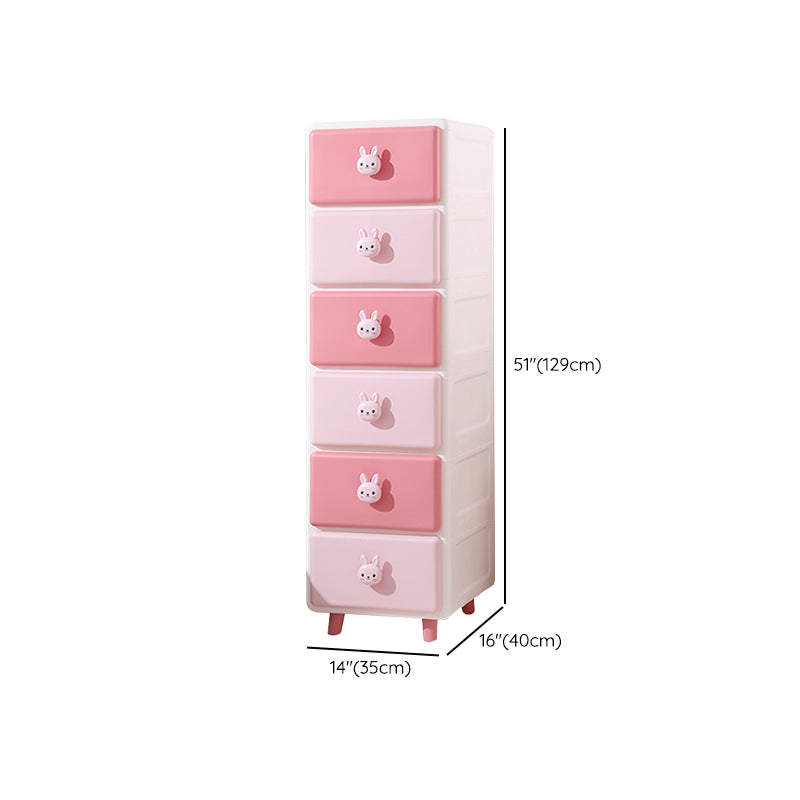 Modernism Plastic Nursery Dresser Vertical Kids Nightstand with 2/3/4/5/6 Drawers for Room