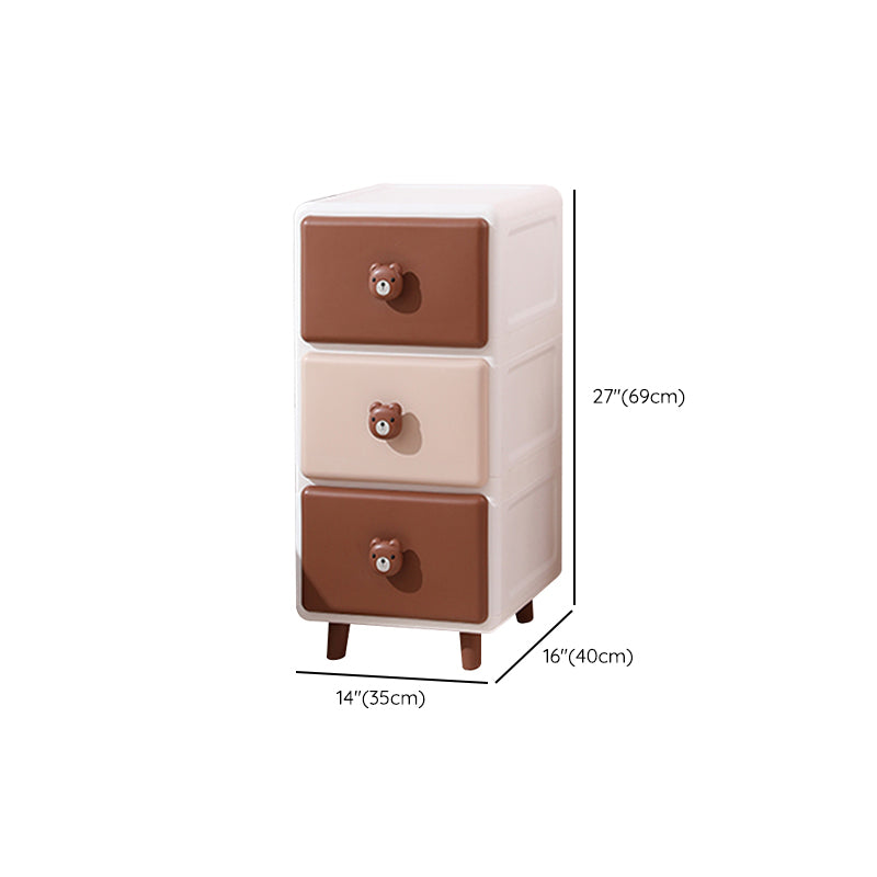 Modernism Plastic Nursery Dresser Vertical Kids Nightstand with 2/3/4/5/6 Drawers for Room