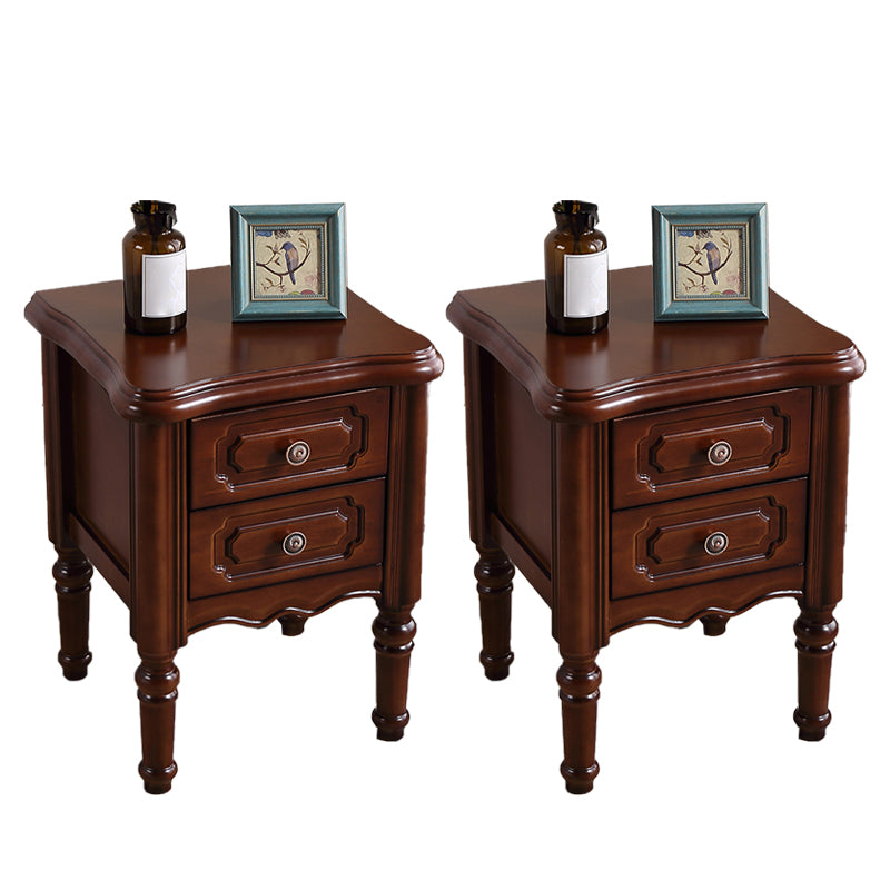 Traditional Night Table Drawer Storage Rubber Wood Nightstand with Legs