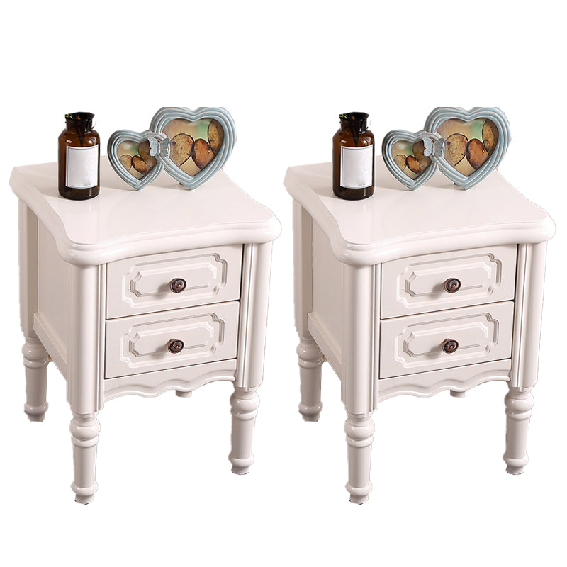 Traditional Night Table Drawer Storage Rubber Wood Nightstand with Legs