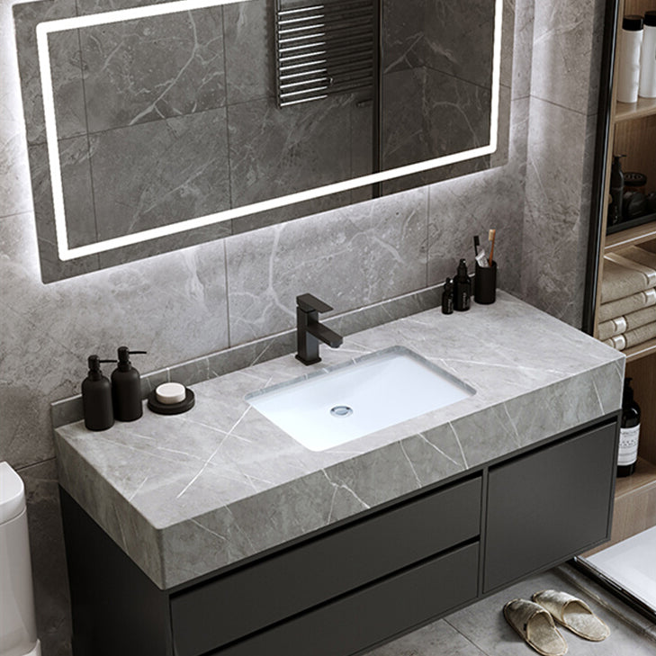 Modern Bathroom Sink Vanity Wall Mount Vanity Set with Mirror