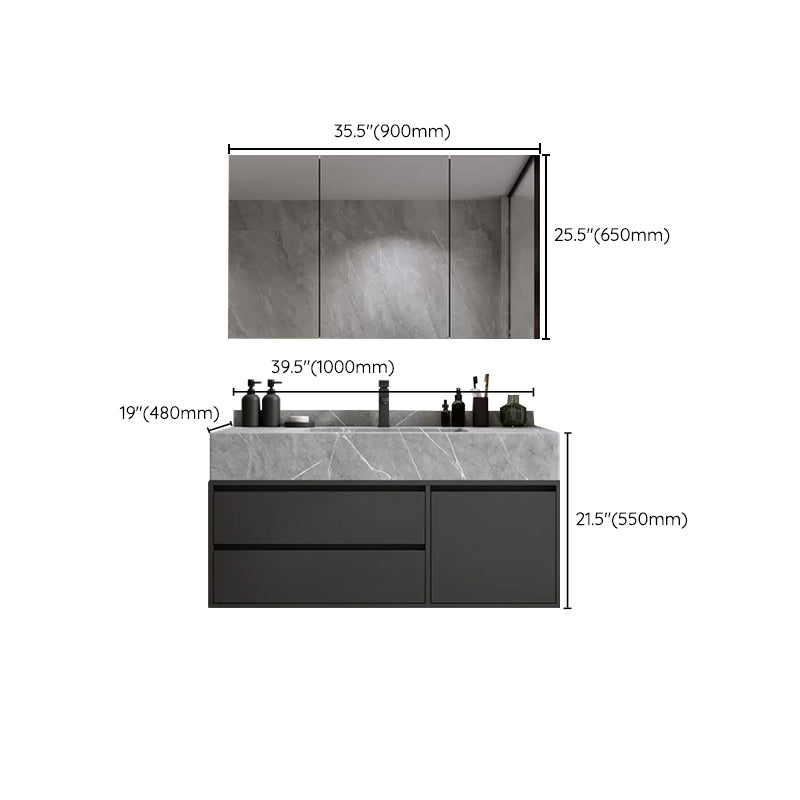 Modern Bathroom Sink Vanity Wall Mount Vanity Set with Mirror