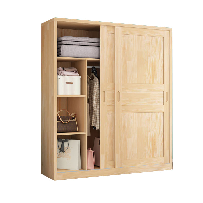 Modern Brown Kid's Wardrobe Wooden Glossy 2-Door Coat Locker