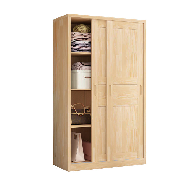 Modern Brown Kid's Wardrobe Wooden Glossy 2-Door Coat Locker