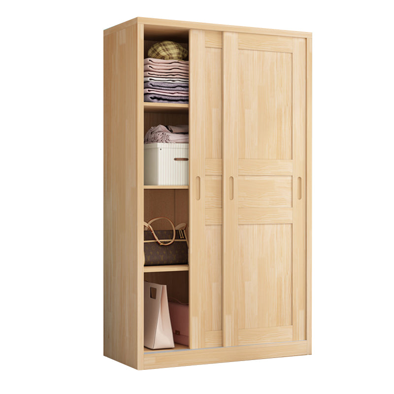 Modern Brown Kid's Wardrobe Wooden Glossy 2-Door Coat Locker