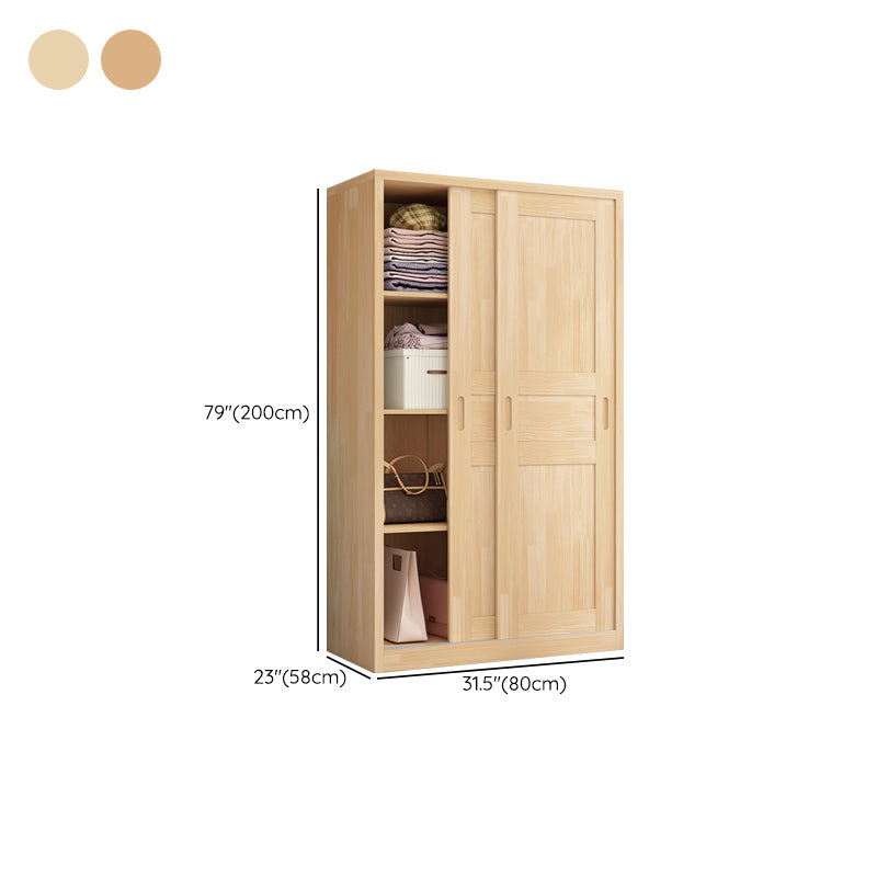 Modern Brown Kid's Wardrobe Wooden Glossy 2-Door Coat Locker