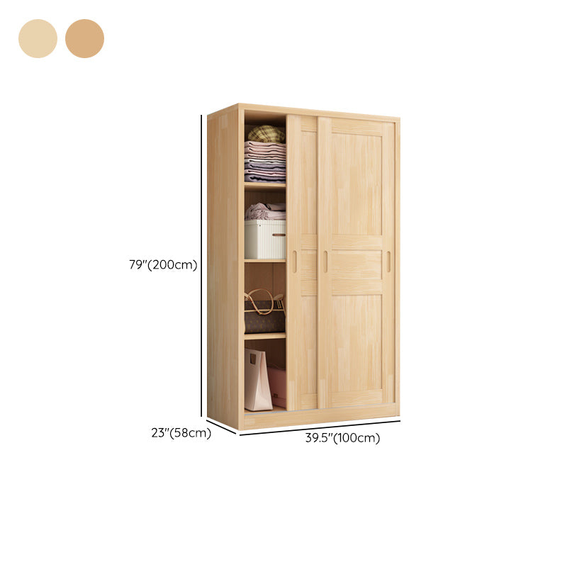 Modern Brown Kid's Wardrobe Wooden Glossy 2-Door Coat Locker