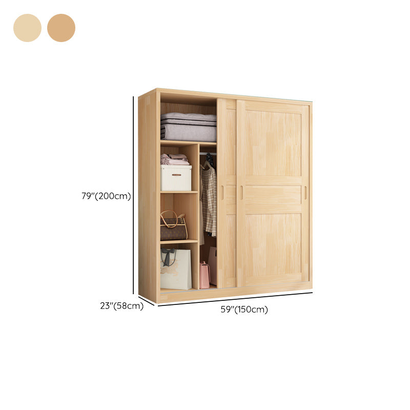 Modern Brown Kid's Wardrobe Wooden Glossy 2-Door Coat Locker