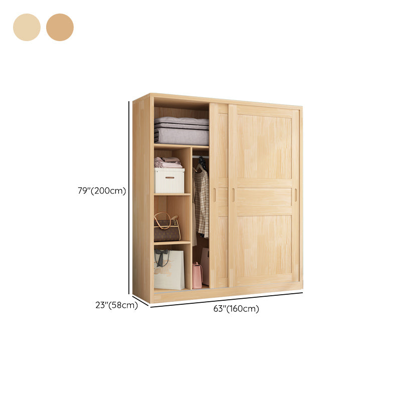 Modern Brown Kid's Wardrobe Wooden Glossy 2-Door Coat Locker