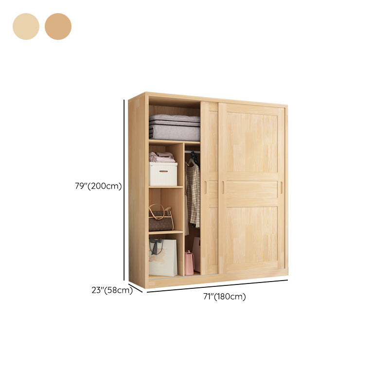 Modern Brown Kid's Wardrobe Wooden Glossy 2-Door Coat Locker